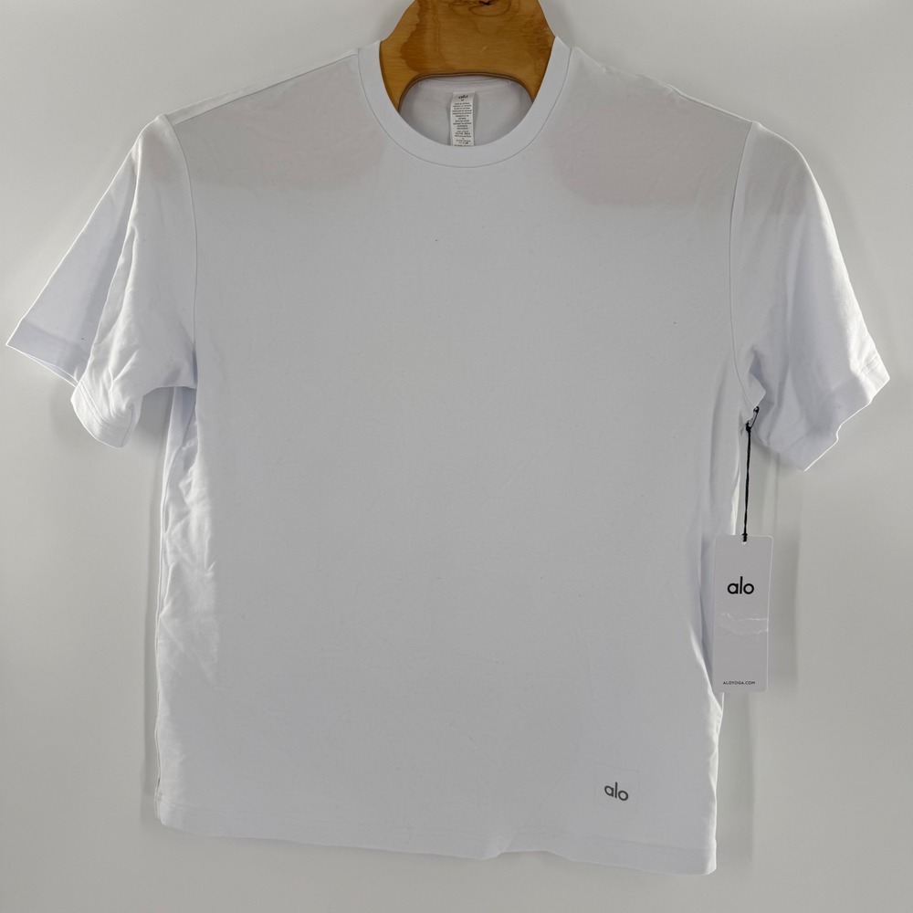 Alo Yoga Mens White Double Take Short Sleeve T-Shirt M1224R Size M NWT